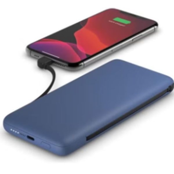 Belkin Boost Charge Plus 10K Portable Power Bank 10,000 mAh With Integrated Lightning (MFI) & Integrated USB-C Cables & Additional USB-C Charging Port, Blue & Black (UAE Delivery Only) - Image 2