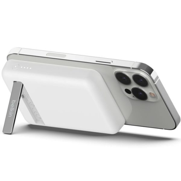 Belkin Magnetic Wireless Power Bank 5000mAh, White With Stand BPD004BTWT - Image 2