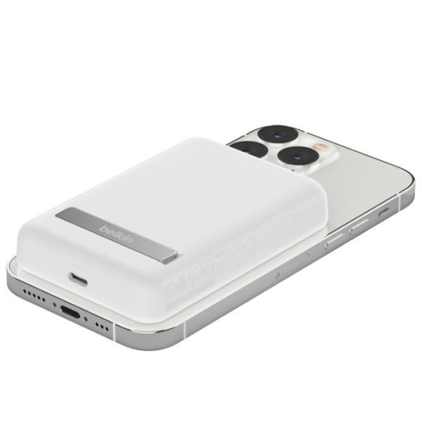 Belkin Magnetic Wireless Power Bank 5000mAh, White With Stand BPD004BTWT - Image 3