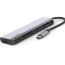 Belkin USB C Hub, 7-in-1 MultiPort Adapter Dock With 4K HDMI 1.4, USB-C PD 3.0, 2X USB-A 3.0 BC1.2, SD 3.0 Card Reader, Micro SD 3.0, 3.5 mm Audio in-Out For MacBook Pro,Air, iPad Pro, XPS & More, Avc009Btsgy Grey